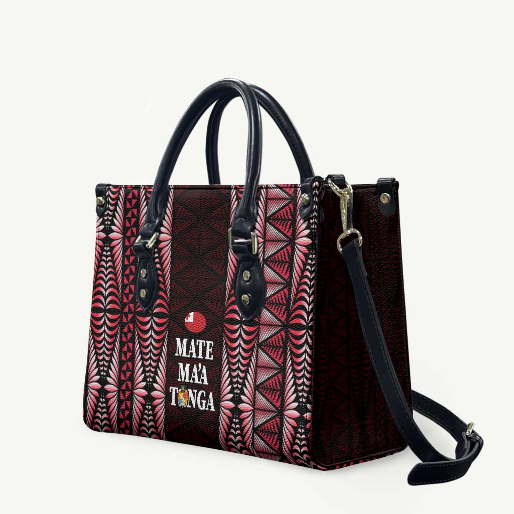 Tonga Rugby Leather Bag 2025 Mate Maa Tonga Ngatu Motif - Polynesian Pride