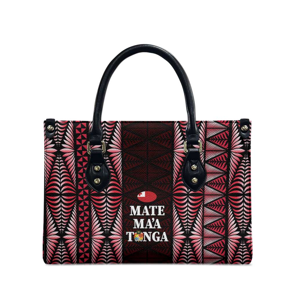 Tonga Rugby Leather Bag 2025 Mate Maa Tonga Ngatu Motif - Polynesian Pride