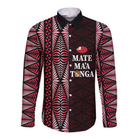 Tonga Rugby Personalised Long Sleeve Button Shirt 2025 Mate Maa Tonga Ngatu Motif - Polynesian Pride