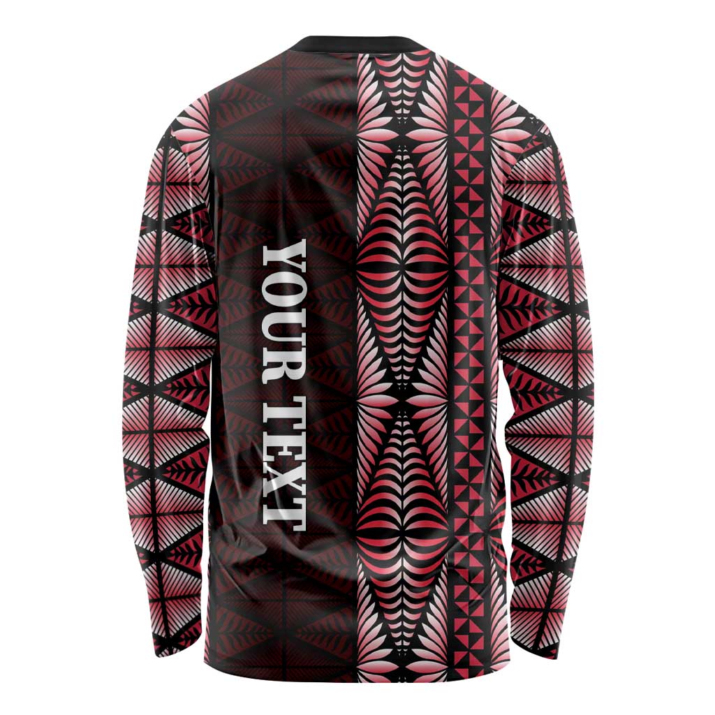 Tonga Rugby Personalised Long Sleeve Shirt 2025 Mate Maa Tonga Ngatu Motif - Polynesian Pride