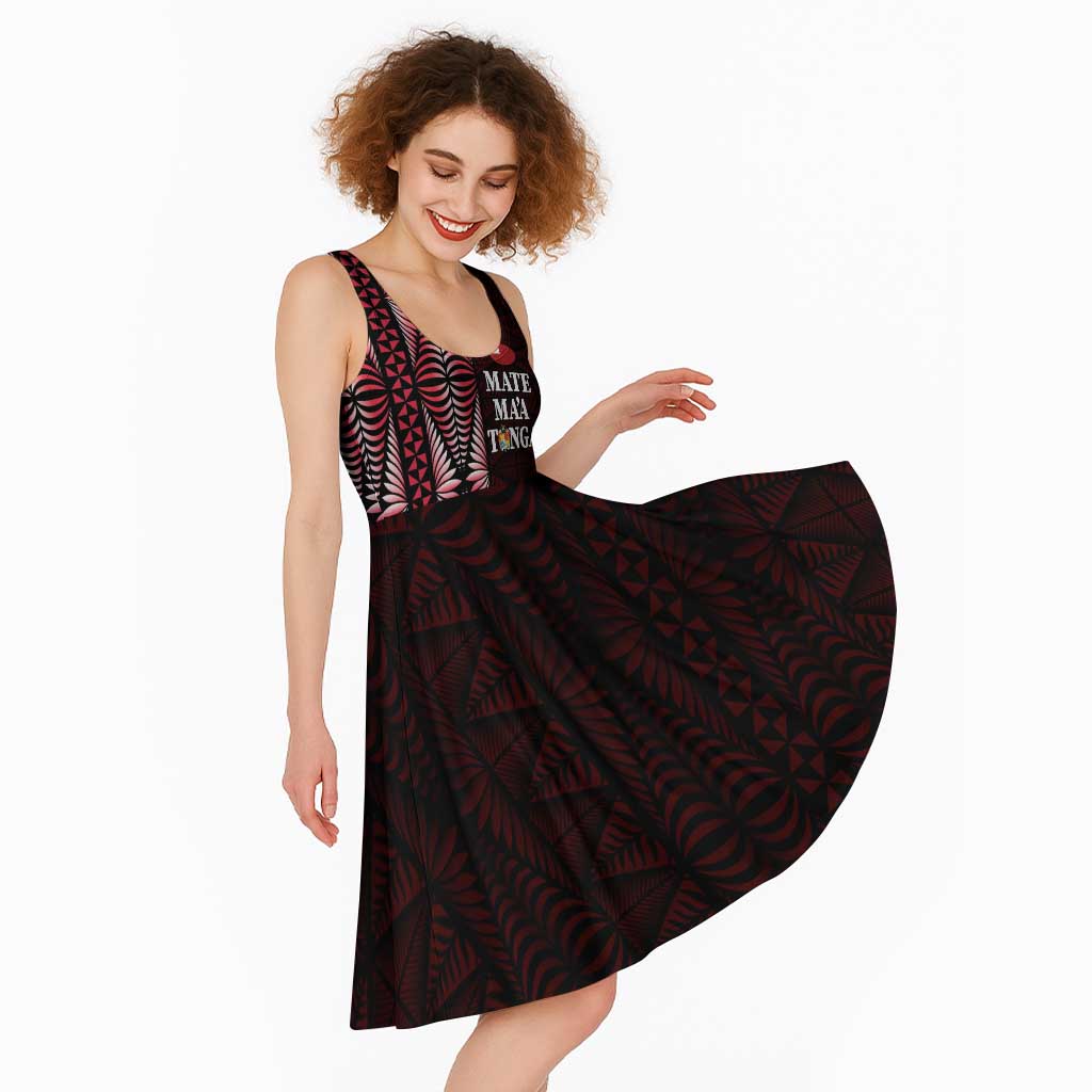 Tonga Rugby Personalised Midi Dress 2025 Mate Maa Tonga Ngatu Motif - Polynesian Pride