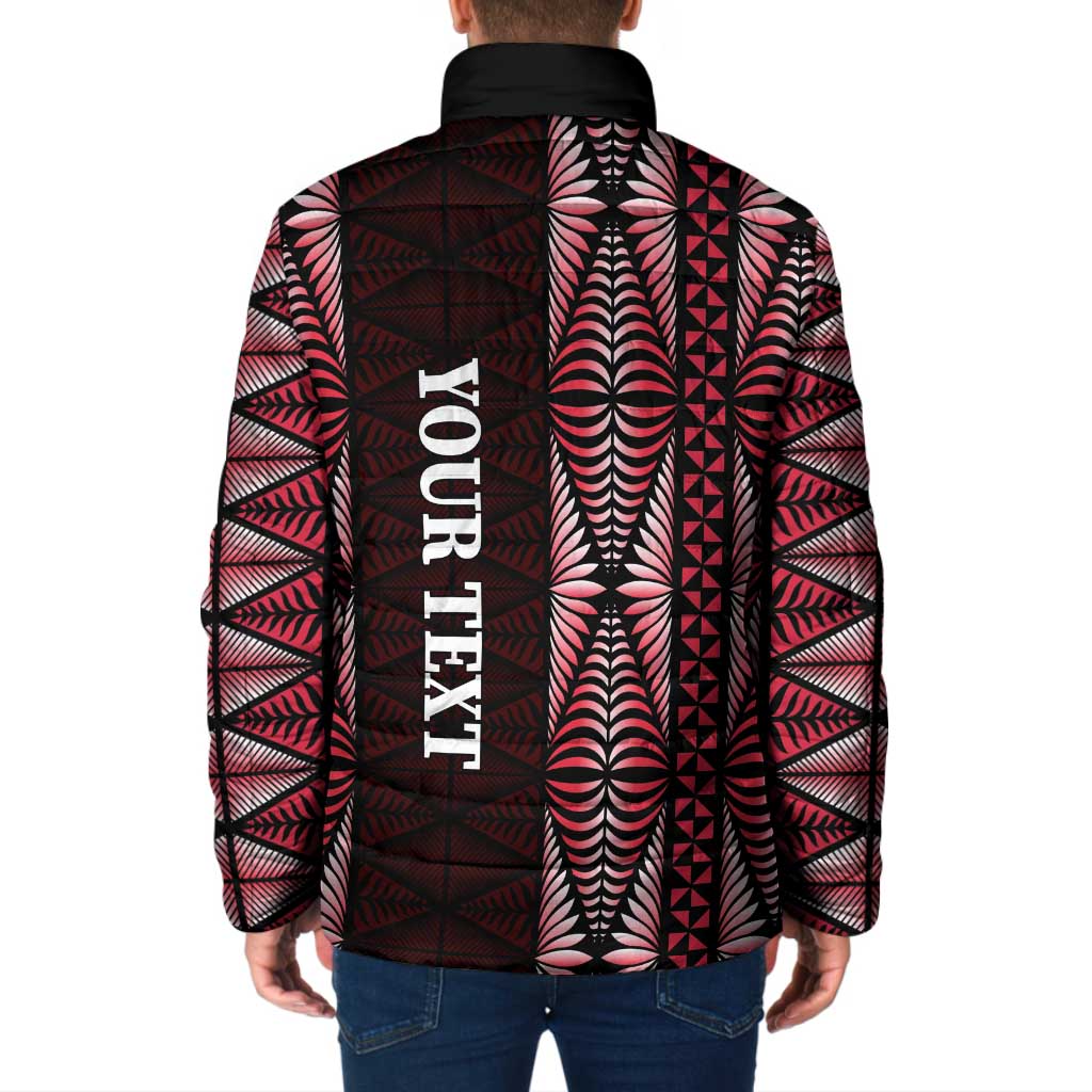 Tonga Rugby Personalised Padded Jacket 2025 Mate Maa Tonga Ngatu Motif - Polynesian Pride