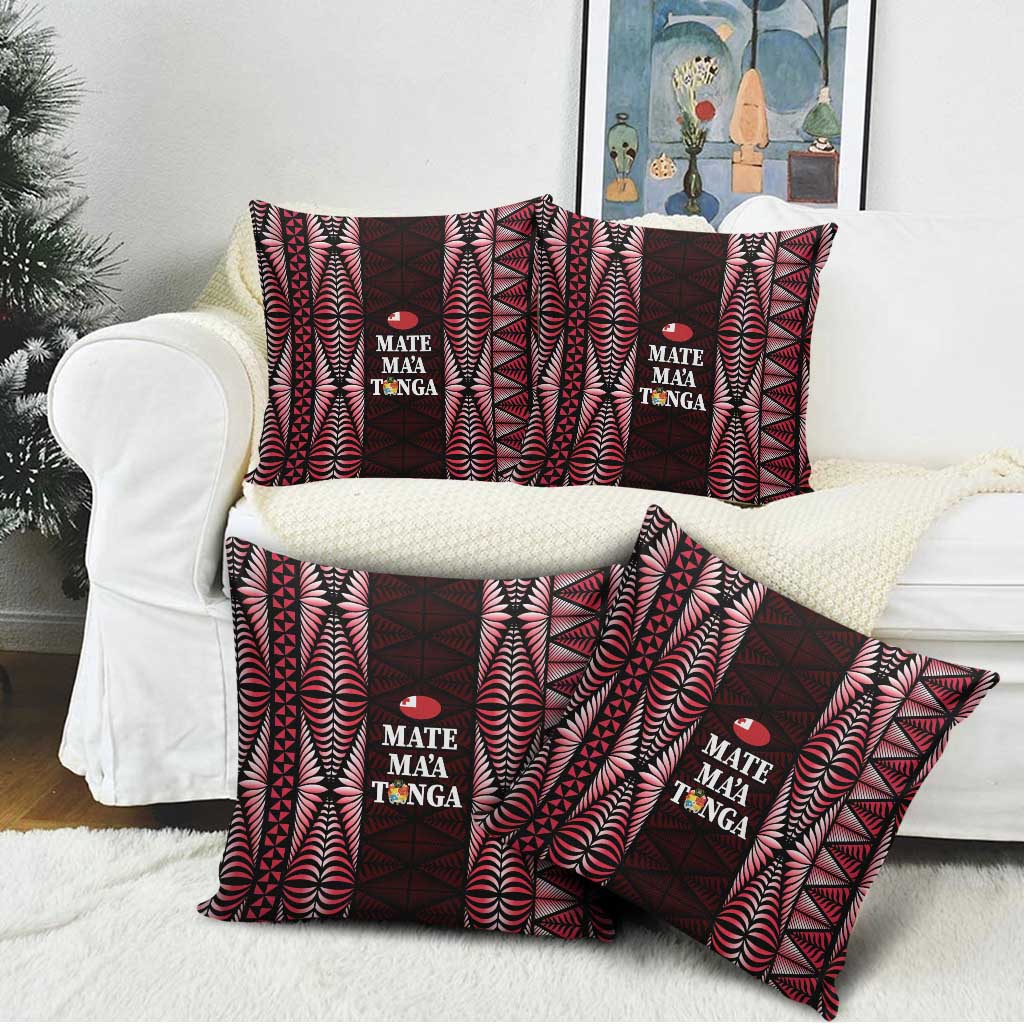 Tonga Rugby Pillow Cover 2025 Mate Maa Tonga Ngatu Motif - Polynesian Pride