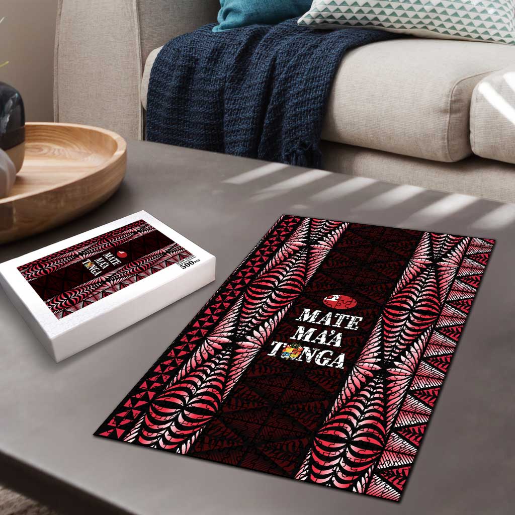 Tonga Rugby Puzzle 2025 Mate Maa Tonga Ngatu Motif - Polynesian Pride