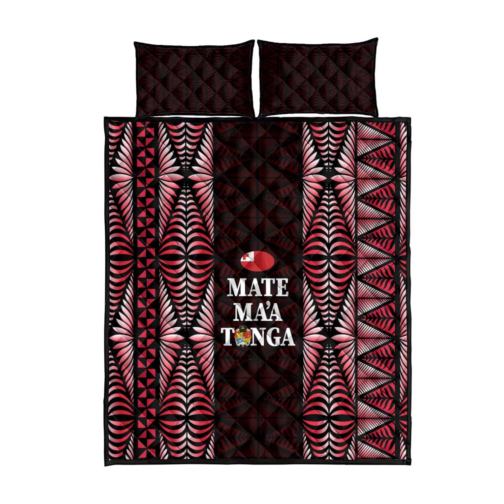 Tonga Rugby Quilt Bed Set 2025 Mate Maa Tonga Ngatu Motif - Polynesian Pride
