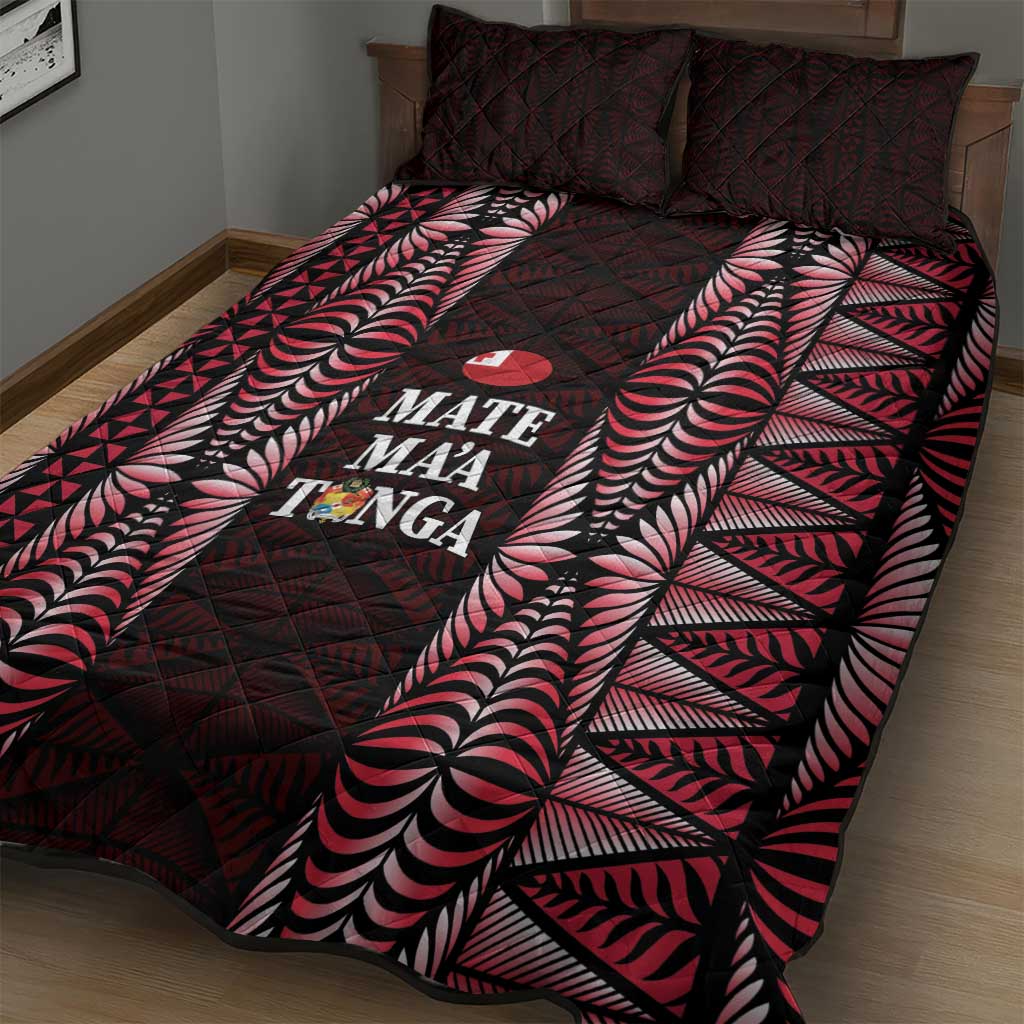 Tonga Rugby Quilt Bed Set 2025 Mate Maa Tonga Ngatu Motif - Polynesian Pride