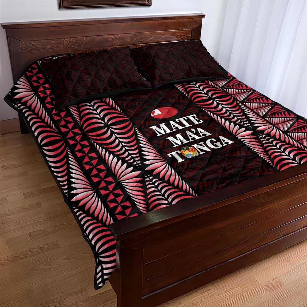 Tonga Rugby Quilt Bed Set 2025 Mate Maa Tonga Ngatu Motif - Polynesian Pride
