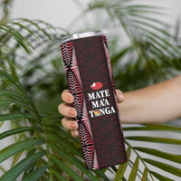 Tonga Rugby Personalised Skinny Tumbler 2025 Mate Maa Tonga Ngatu Motif - Polynesian Pride
