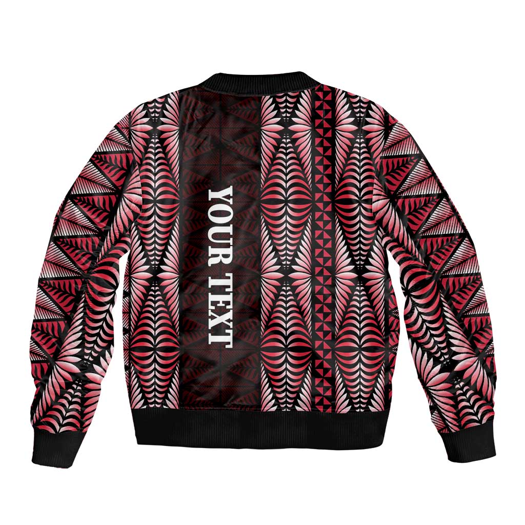 Tonga Rugby Personalised Sleeve Zip Bomber Jacket 2025 Mate Maa Tonga Ngatu Motif - Polynesian Pride