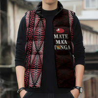 Tonga Rugby Personalised Sleeveless Puffer Jacket 2025 Mate Maa Tonga Ngatu Motif - Polynesian Pride