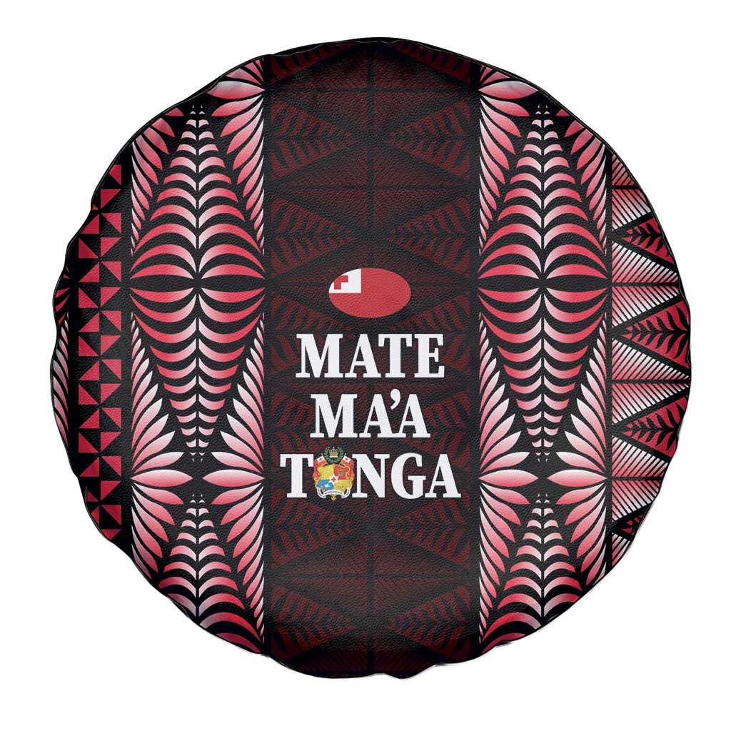 Tonga Rugby Spare Tire Cover 2025 Mate Maa Tonga Ngatu Motif - Polynesian Pride