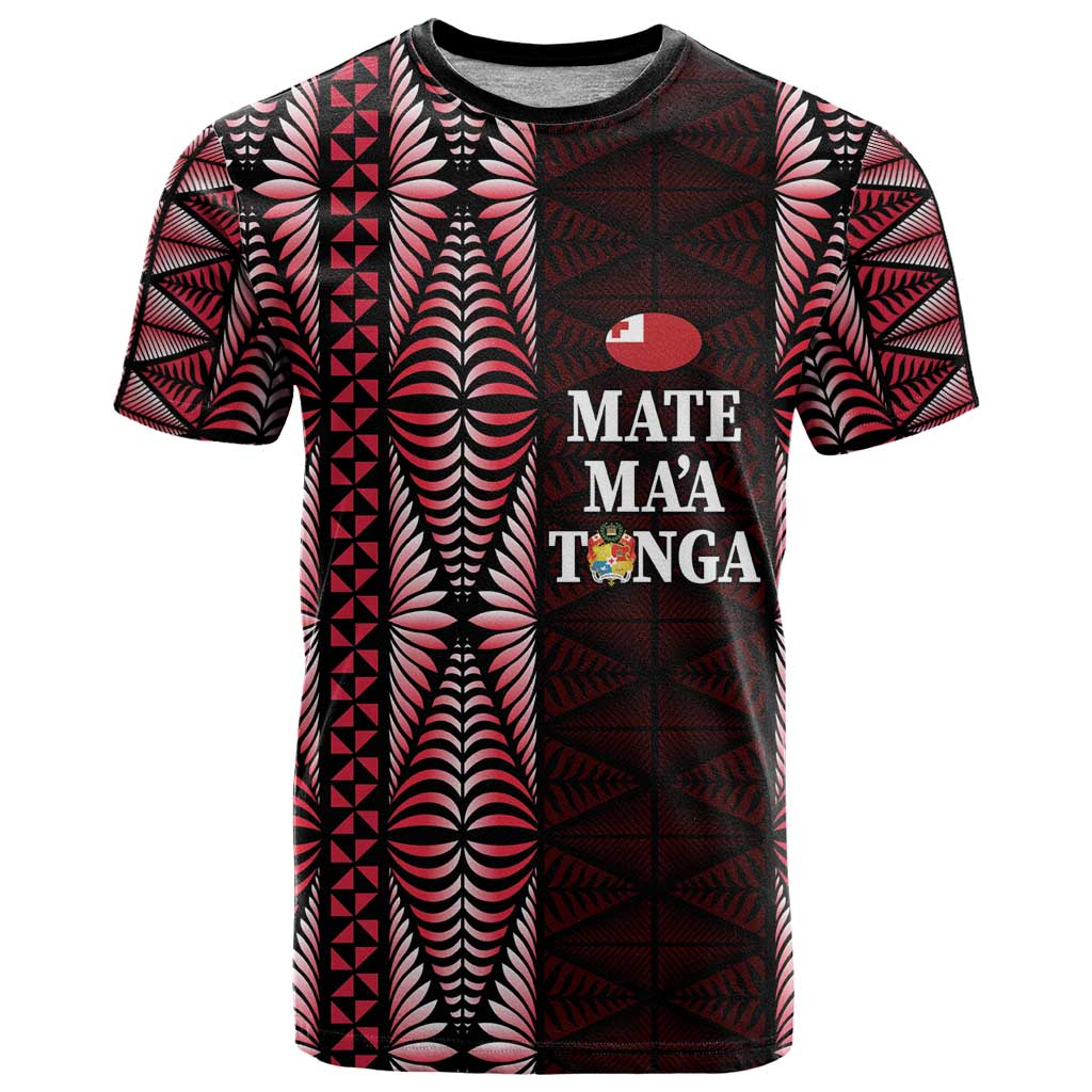 Tonga Rugby Personalised T Shirt 2025 Mate Maa Tonga Ngatu Motif - Polynesian Pride