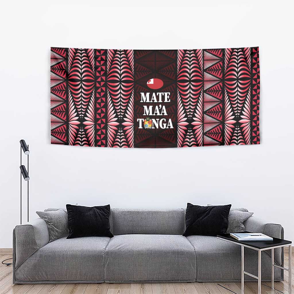 Tonga Rugby Tapestry 2025 Mate Maa Tonga Ngatu Motif - Polynesian Pride