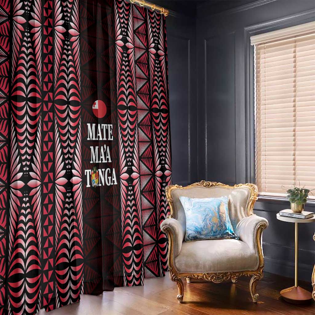 Tonga Rugby Window Curtain 2025 Mate Maa Tonga Ngatu Motif - Polynesian Pride
