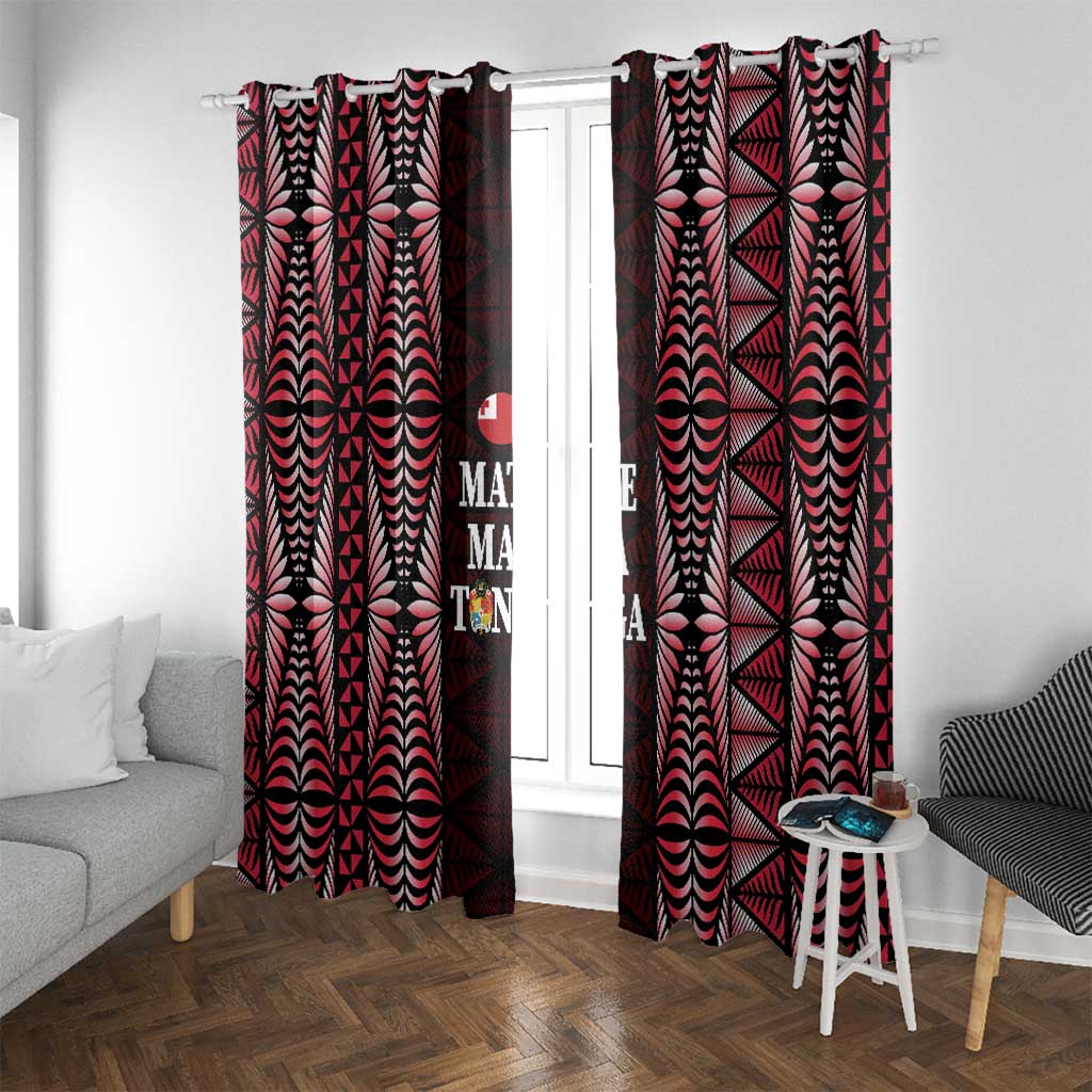 Tonga Rugby Window Curtain 2025 Mate Maa Tonga Ngatu Motif - Polynesian Pride
