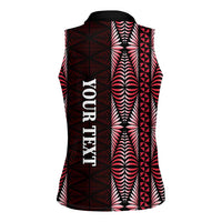 Tonga Rugby Personalised Women Sleeveless Polo Shirt 2025 Mate Maa Tonga Ngatu Motif - Polynesian Pride