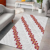 White Sunday Tonga Fakame Area Rug Tongan Ngatu Heilala Lei - Polynesian Pride