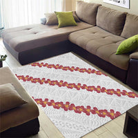 White Sunday Tonga Fakame Area Rug Tongan Ngatu Heilala Lei - Polynesian Pride