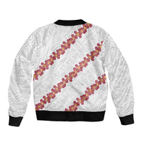 White Sunday Tonga Fakame Bomber Jacket Tongan Ngatu Heilala Lei - Polynesian Pride