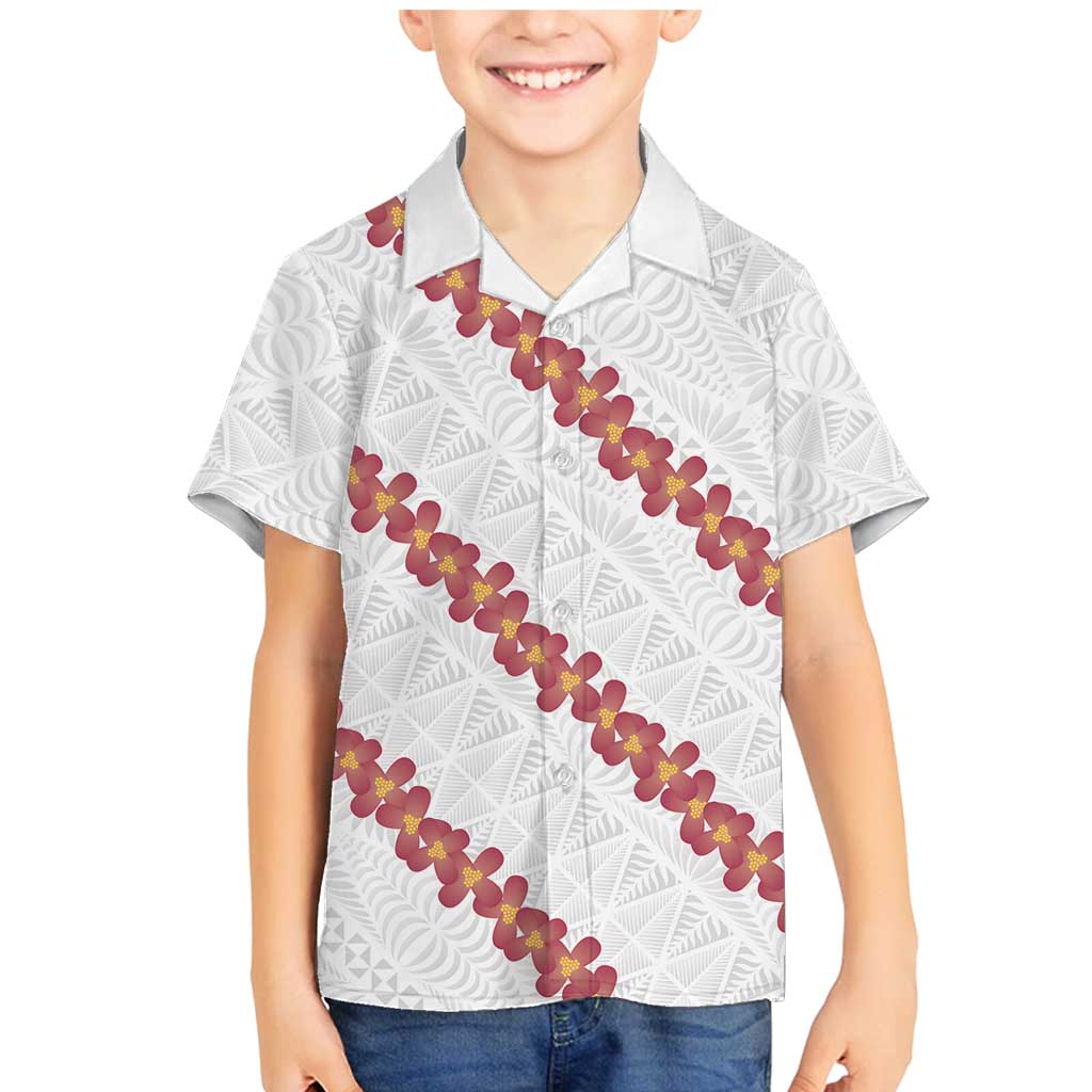 White Sunday Tonga Fakame Family Matching Mermaid Dress and Hawaiian Shirt Tongan Ngatu Heilala Lei - Polynesian Pride