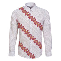 White Sunday Tonga Fakame Family Matching Off Shoulder Maxi Dress and Hawaiian Shirt Tongan Ngatu Heilala Lei - Polynesian Pride