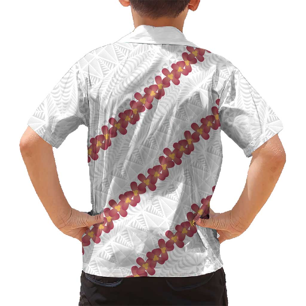 White Sunday Tonga Fakame Family Matching Short Sleeve Bodycon Dress and Hawaiian Shirt Tongan Ngatu Heilala Lei - Polynesian Pride