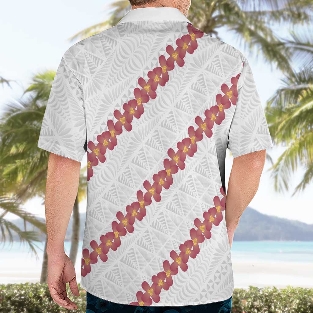 White Sunday Tonga Fakame Hawaiian Shirt Tongan Ngatu Heilala Lei - Polynesian Pride
