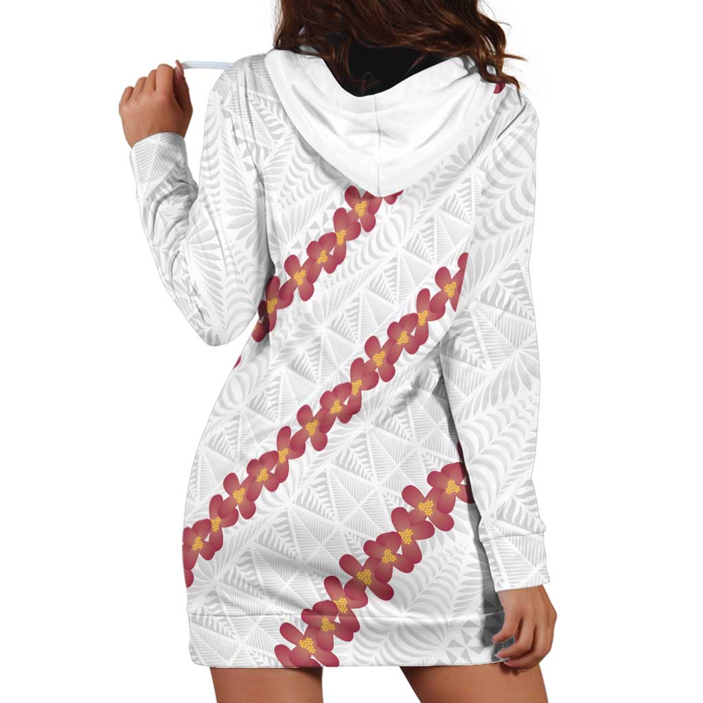 White Sunday Tonga Fakame Hoodie Dress Tongan Ngatu Heilala Lei - Polynesian Pride