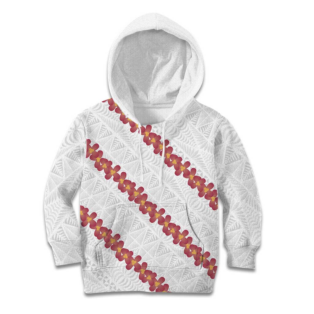White Sunday Tonga Fakame Kid Hoodie Tongan Ngatu Heilala Lei - Polynesian Pride