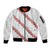 White Sunday Tonga Fakame Sleeve Zip Bomber Jacket Tongan Ngatu Heilala Lei - Polynesian Pride