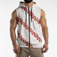 White Sunday Tonga Fakame Sleeveless Zip Hoodie Tongan Ngatu Heilala Lei - Polynesian Pride