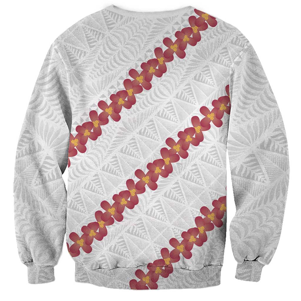 White Sunday Tonga Fakame Sweatshirt Tongan Ngatu Heilala Lei LT14 - Polynesian Pride