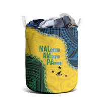Malampa Province Vanuatu Laundry Basket Map With Polynesian Pattern LT14 - Polynesian Pride