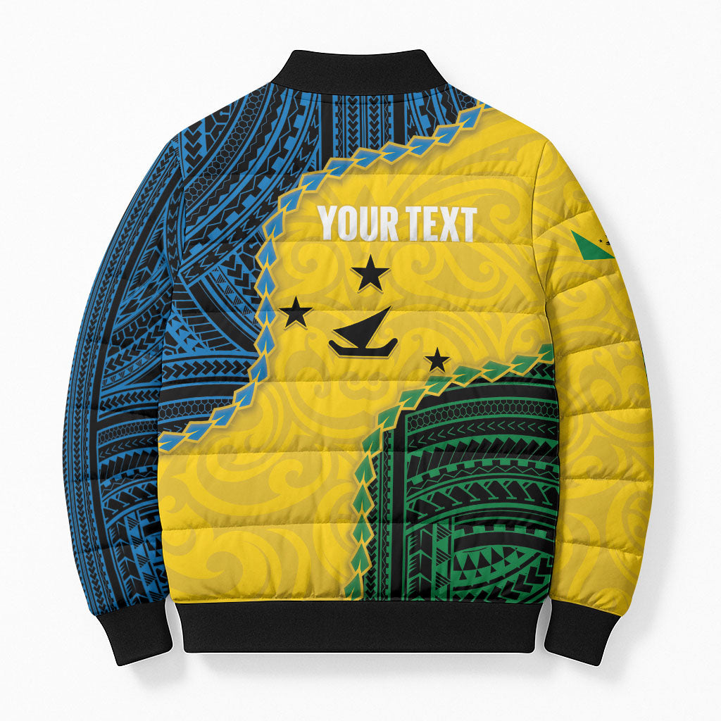Personalised Malampa Province Vanuatu Bomber Puffer Jacket Map With Polynesian Pattern LT14 - Polynesian Pride