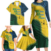 Personalised Malampa Province Vanuatu Family Matching Long Sleeve Bodycon Dress and Hawaiian Shirt Map With Polynesian Pattern LT14 - Polynesian Pride
