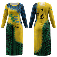 Personalised Malampa Province Vanuatu Family Matching Long Sleeve Bodycon Dress and Hawaiian Shirt Map With Polynesian Pattern LT14 Mom's Dress Multicolor - Polynesian Pride