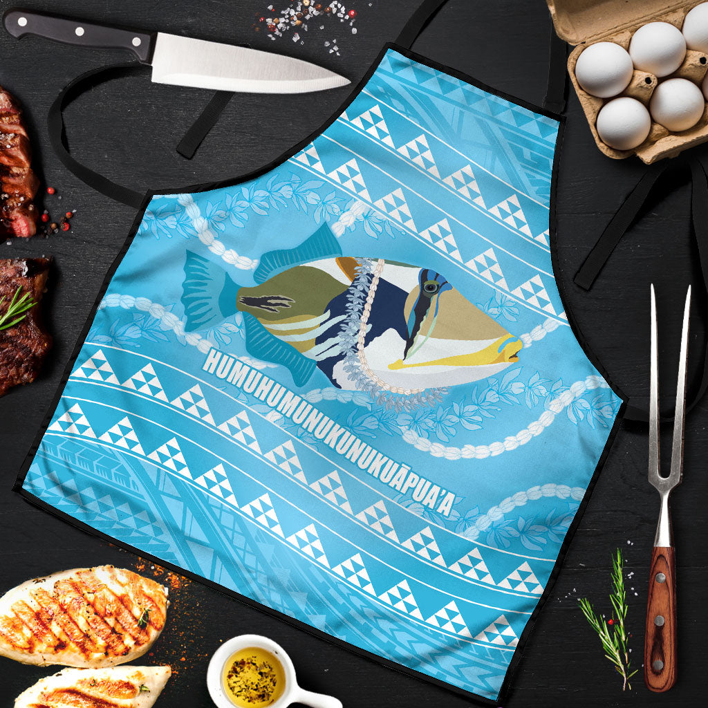 Aloha Hawaii Humuhumu Reef Triggerfish Apron Hawaiian Leis Kakau Pattern LT14 Blue - Polynesian Pride