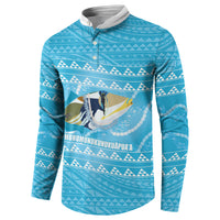 Aloha Hawaii Humuhumu Reef Triggerfish Button Sweatshirt Hawaiian Leis Kakau Pattern LT14 - Polynesian Pride