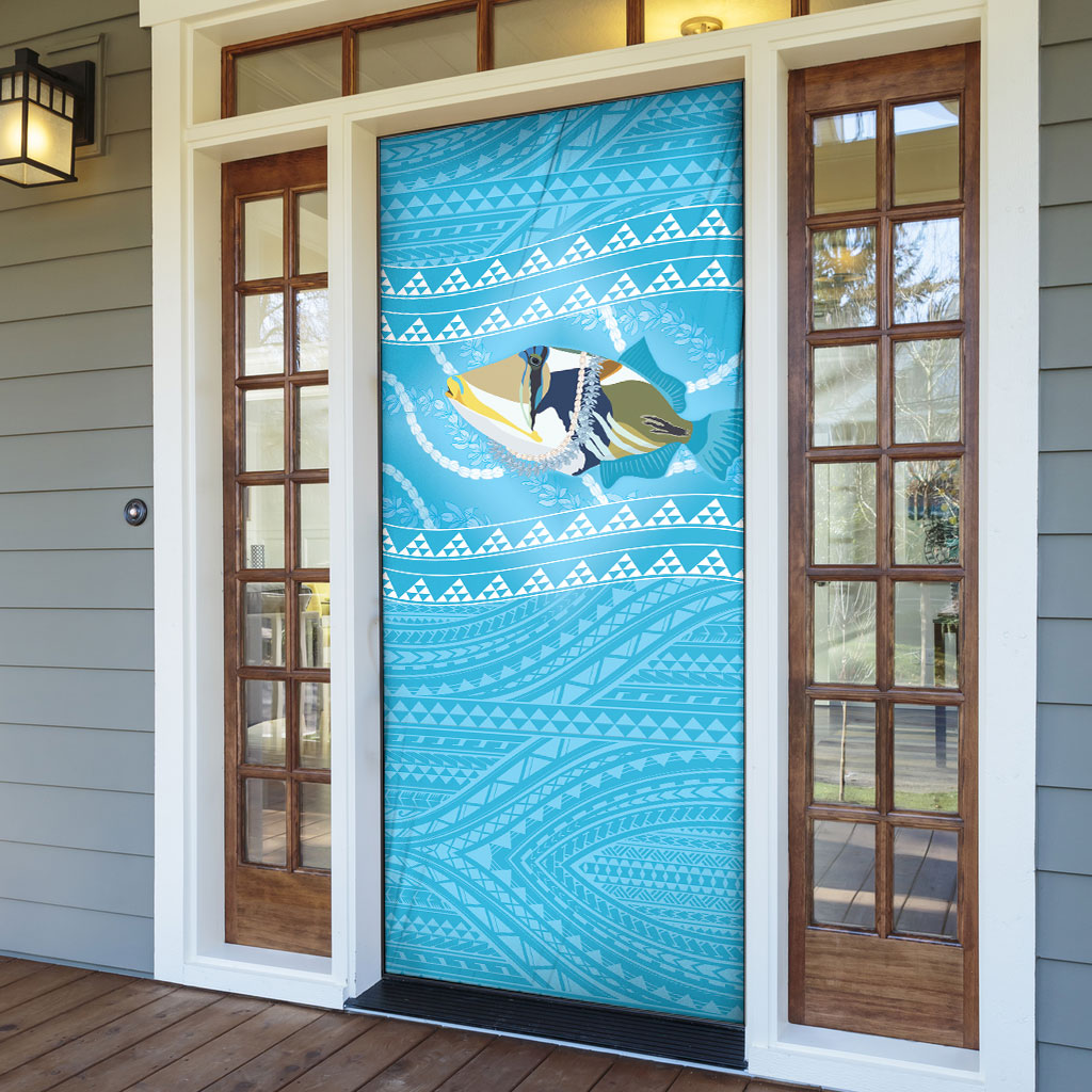 Aloha Hawaii Humuhumu Reef Triggerfish Door Cover Hawaiian Leis Kakau Pattern LT14 - Polynesian Pride