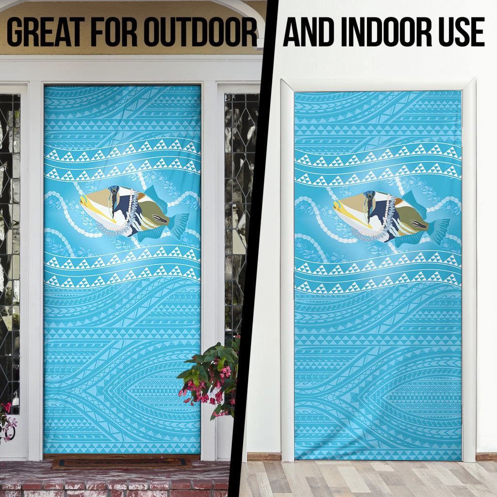 Aloha Hawaii Humuhumu Reef Triggerfish Door Cover Hawaiian Leis Kakau Pattern LT14 - Polynesian Pride
