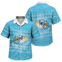 Aloha Hawaii Humuhumu Reef Triggerfish Family Matching Off Shoulder Short Dress and Hawaiian Shirt Hawaiian Leis Kakau Pattern LT14 Son's Shirt Blue - Polynesian Pride
