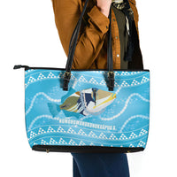 Aloha Hawaii Humuhumu Reef Triggerfish Leather Tote Bag Hawaiian Leis Kakau Pattern LT14 - Polynesian Pride