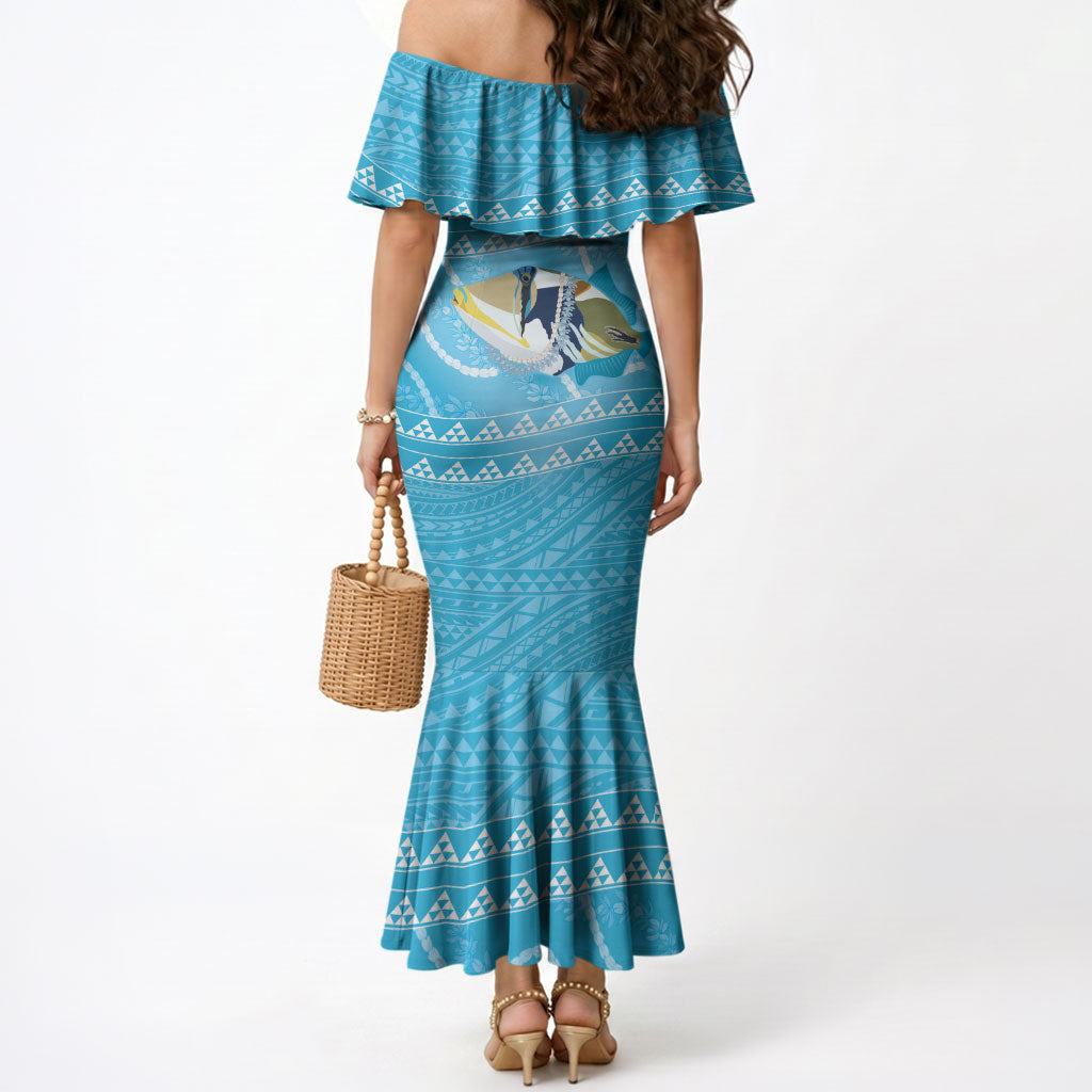 Aloha Hawaii Humuhumu Reef Triggerfish Mermaid Dress Hawaiian Leis Kakau Pattern LT14 - Polynesian Pride