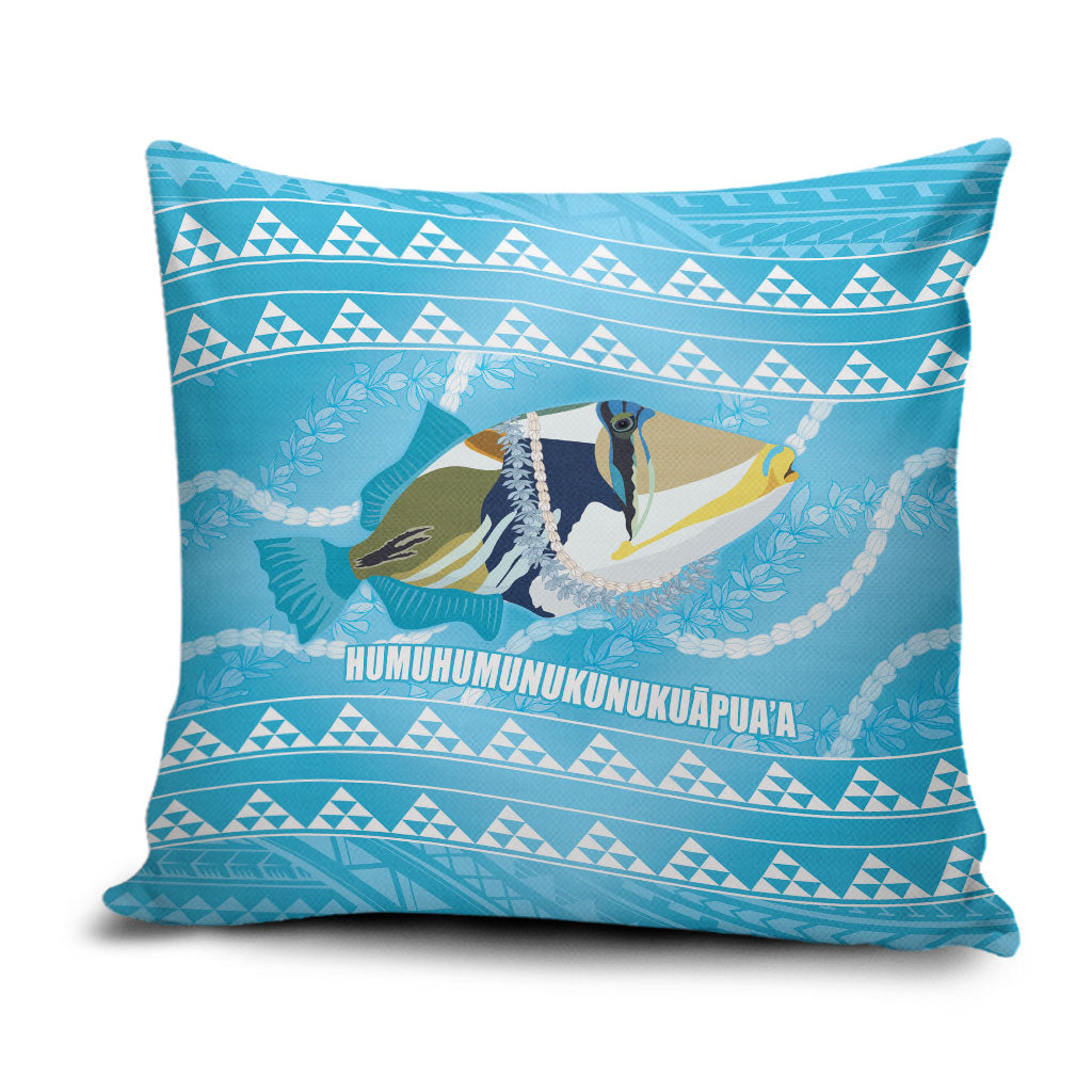 Aloha Hawaii Humuhumu Reef Triggerfish Pillow Cover Hawaiian Leis Kakau Pattern LT14 Blue - Polynesian Pride
