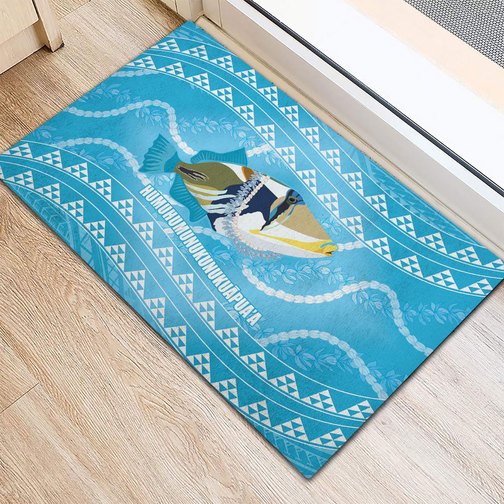 Aloha Hawaii Humuhumu Reef Triggerfish Rubber Doormat Hawaiian Leis Kakau Pattern LT14 - Polynesian Pride