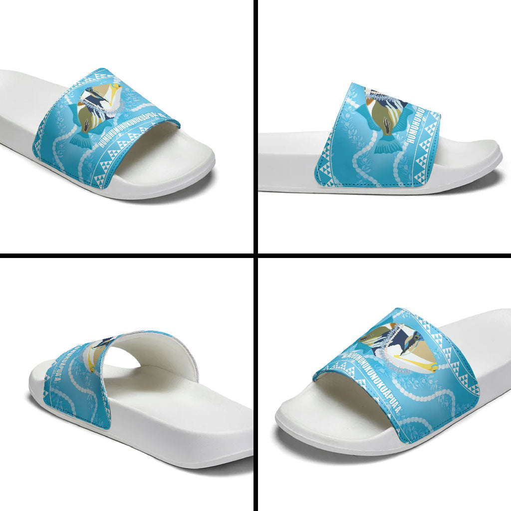 Aloha Hawaii Humuhumu Reef Triggerfish Slide Sandals Hawaiian Leis Kakau Pattern LT14 - Polynesian Pride