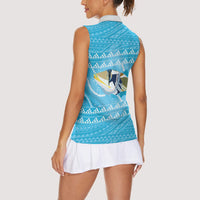 Aloha Hawaii Humuhumu Reef Triggerfish Women Sleeveless Polo Shirt Hawaiian Leis Kakau Pattern LT14 - Polynesian Pride