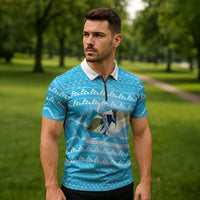 Aloha Hawaii Humuhumu Reef Triggerfish Zipper Polo Shirt Hawaiian Leis Kakau Pattern LT14 - Polynesian Pride