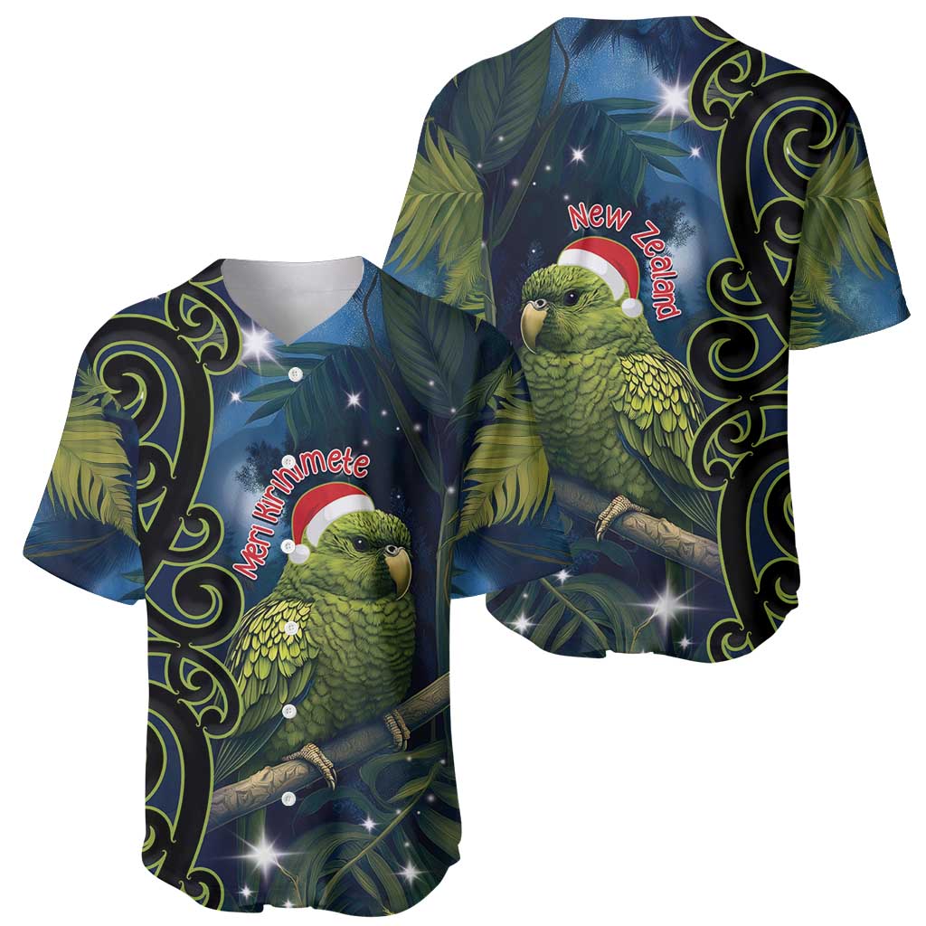 New Zealand Christmas Baseball Jersey Cute Kakapo Meri Kirihimete Maori Koru LT14 - Polynesian Pride