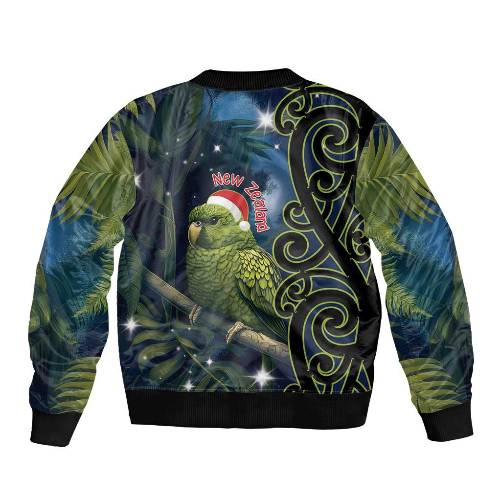 New Zealand Christmas Bomber Jacket Cute Kakapo Meri Kirihimete Maori Koru